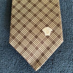 Versace Men’s Tie- Brown and Tan - 100% Silk - Made in Italy